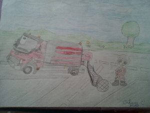 camion Maurin déssiné par ORHIANE 11 ans